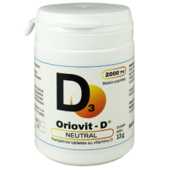Vitaminas D3 Oriovit-D Neutral 50mcg (2000 TV), 200 tablečių