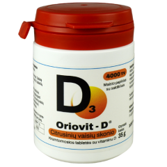 Oriovit-D 100 mcg 4000 TV, vitaminas D, 100 kramtomųjų tablečių