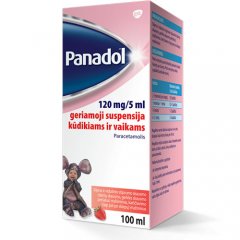 Panadol 120 mg/5 ml geriamoji suspensija kūdikiams ir vaikams, 100 ml