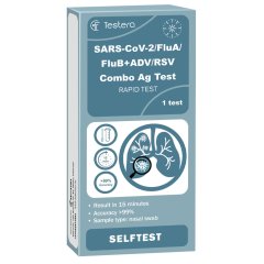 Kombinuotas SARS-CoV-2, gripo A ir B, ADV ir RSV antigenų testas TESTERA, 1 vnt.
