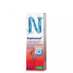 Septanazal nosies purškalas suaugusiems 1 mg + 50 mg / ml, 10 ml 