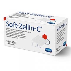 Spiritinės servetėlės Soft-Zellin-C  60mm x 30 mm, 100 vnt 