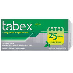 Priklausomybei nuo tabako TABEX SOPHARMA  1,5mg, 100 tabl.