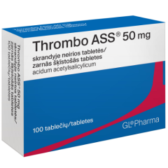 Thrombo ASS 50 mg tabletės trombams mažinti, N100