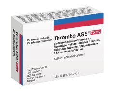 Nuo trombų susidarymo THROMBO ASS  75 mg, 100 tab. 