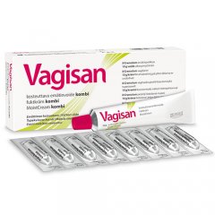 Vagisan kombinuotas drėkinamasis makšties kremas, 10 g + ovulės, N8