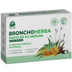 Pastilės su medumi ŠVF BRONCHOHERBA, 12 vnt.