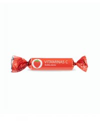Vitaminas C tabletės, braškių skonio, N10