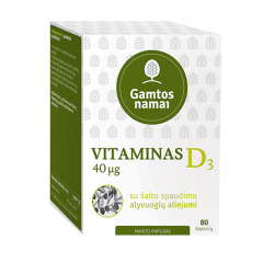 Vitaminas D3 kapsulės, 40 mcg, N80