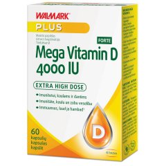 Vitaminas D WALMARK MEGA VITAMIN D3 FORTE 4000 IU, 60 kaps.