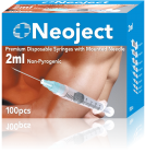 Švirkštai su adata Neoject ST 2 ml, užspaudžiami 23G, N100