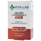 Geležis 30 mg + Vitaminas C 30 mg ELEVITA VITA-LAB, 30 tablečių