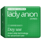 Dieniniai paketai su anijonų juostele LADY ANION, 240 mm, 20 vnt.