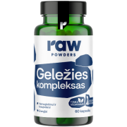 Sudėtyje esantis Vitaminas C gerina geležies absorbciją Geležies kompleksas PLUS RAW POWDERS, 60 kaps. | Mano Vaistinė