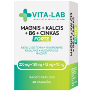 Maisto papildas VITA-LAB MAGNIS + KALCIS + B6 + CINKAS FORTE, N30 | Mano Vaistinė