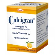 Kalcio ir vitamino D preparatas  Calcigran 500 mg kramtomosios tabletės, N100 | Mano Vaistinė Kalcio ir vitamino D preparatas  Calcigran 500 mg kramtomosios tabletės, N100 | Mano Vaistinė