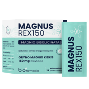 Natūralios kilmės iš Negyvosios jūros Magnio bisglicinatas MAGNUS REX 150 2,65 g, 28 pak. | Mano Vaistinė