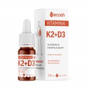 Vitaminai K2 (45 mcg) + D3 (2000 IU, 50 mcg) ECOSH, 10 ml | Mano Vaistinė Vitaminai K2 (45 mcg) + D3 (2000 IU, 50 mcg) ECOSH, 10 ml | Mano Vaistinė