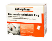 Vaistas sąnariams Glucosamin-ratiopharm 1,5 g milteliai geriamajam tirpalui, N20 | Mano Vaistinė Vaistas sąnariams Glucosamin-ratiopharm 1,5 g milteliai geriamajam tirpalui, N20 | Mano Vaistinė