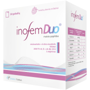 Tinkamas naudoti neštumo metu  Moterų reprodukcinei sistemai ir hormonų aktyvumui INOFEM DUO 30 paketėlių | Mano Vaistinė