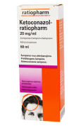 Vaistas grybeliui gydyti Ketoconazol-ratiopharm 20 mg/ml šampūnas, 60 ml | Mano Vaistinė Vaistas grybeliui gydyti Ketoconazol-ratiopharm 20 mg/ml šampūnas, 60 ml | Mano Vaistinė