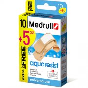 Vandeniui atsparūs pleistrai MEDRULL AQUA RESIST 10 vnt. + 5 vnt. | Mano Vaistinė Vandeniui atsparūs pleistrai MEDRULL AQUA RESIST 10 vnt. + 5 vnt. | Mano Vaistinė