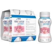 Specialios medicininės paskirties maisto produktas Medicininis braškių skonio gėrimas NESTLE RESOURCE PROTEIN, 4 x 200 ml | Mano Vaistinė