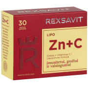 Imunitetui, grožiui ir vaisingumui Cinkas + vitaminas C REXSAVIT LIPO, 30 kaps. | Mano Vaistinė