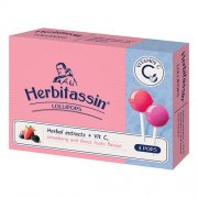 Ledinukai gerklei braškių ir miško uogų skonio HERBITASSIN HERBAL EXTRACTS + VIT C,, 4 vnt. | Mano Vaistinė