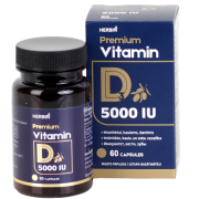 Kaulams, dantims, raumenims, imuninei sistemai Vitaminas D3 5000TV HERBIN PREMIUM, 60 kaps. | Mano Vaistinė