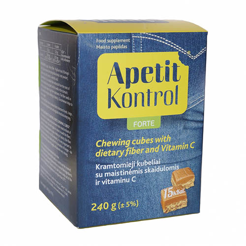 Apetit kontrol Forte su maistinėm skaidulom ir Vit. C kramt., 240g