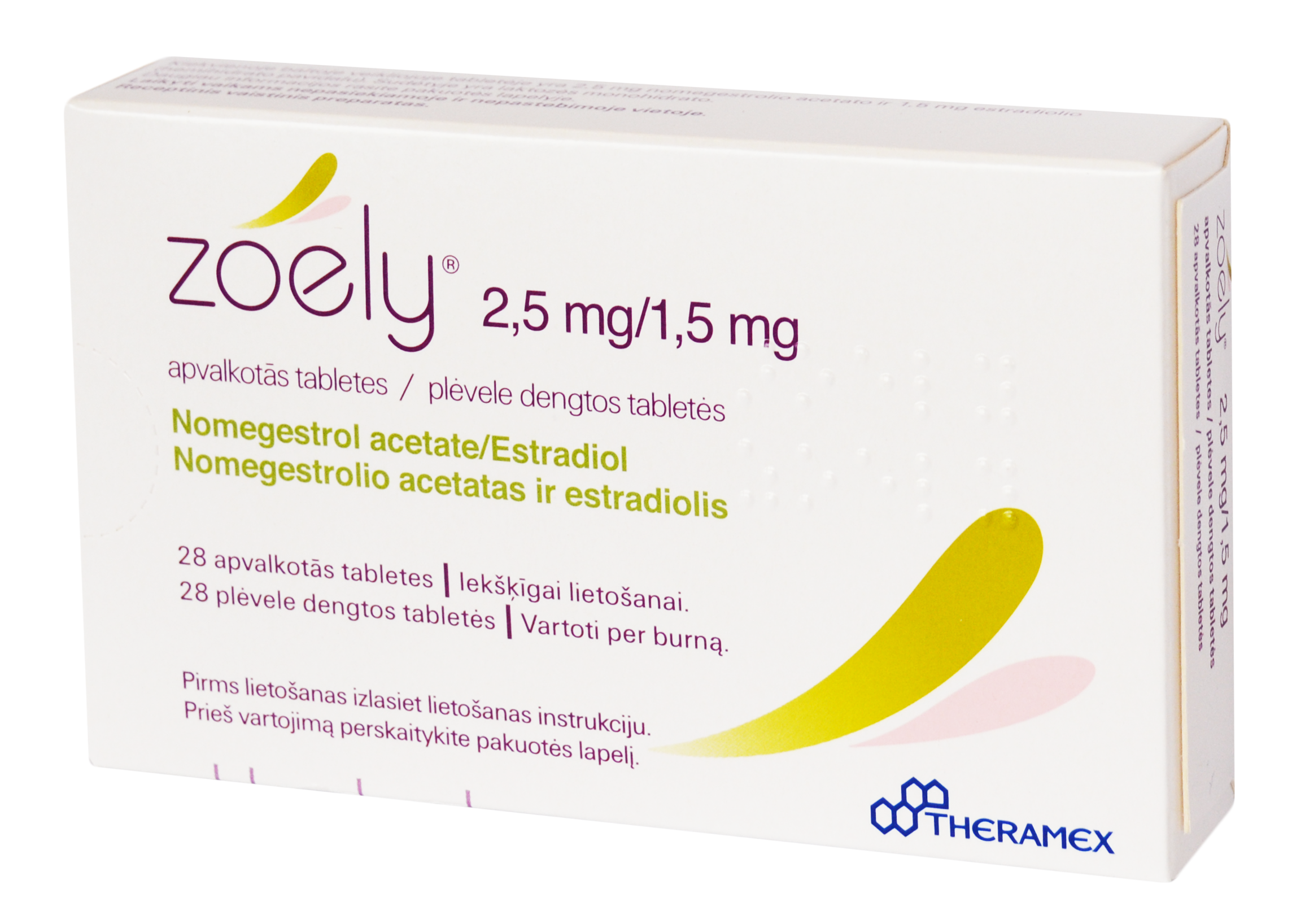 Zoely 2.5mg/1.5mg plėvele dengtos tabletės N28 | Internetinėje “MANO .