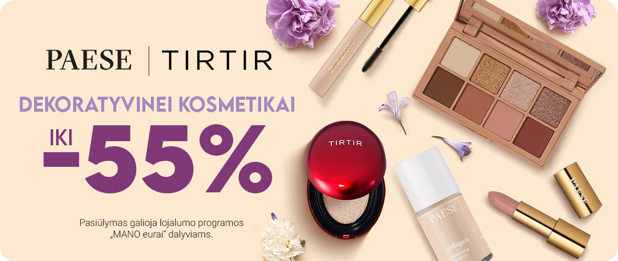 Dekoratyvinei kosmetikai PAESE ir TIRTIR iki -55%