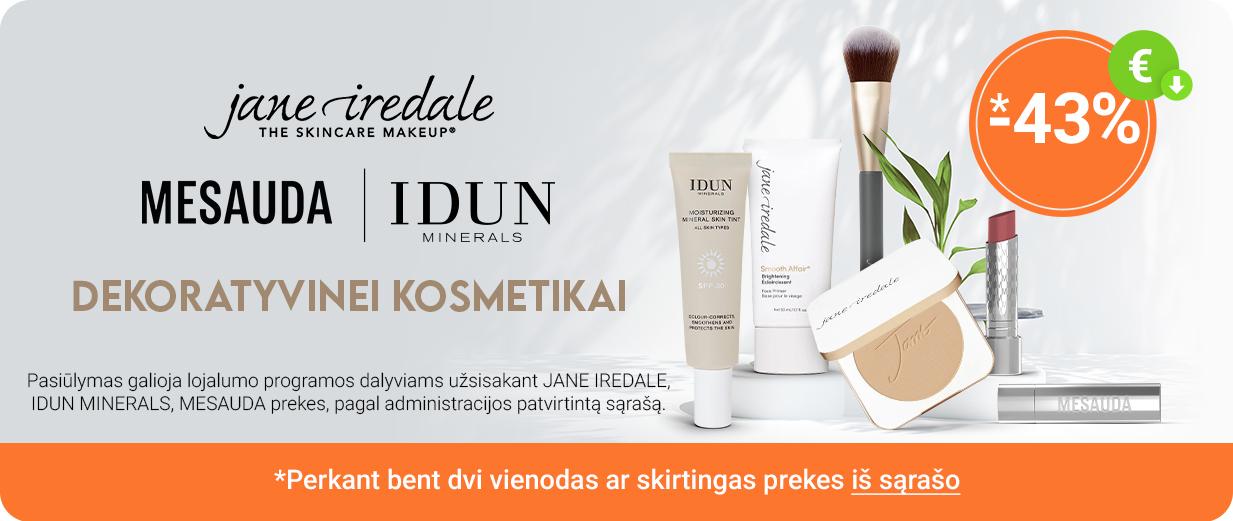 Dekoratyvinei kosmetikai JANE IREDALE | IDUN MINERALS | MESAUDA  iki -43%