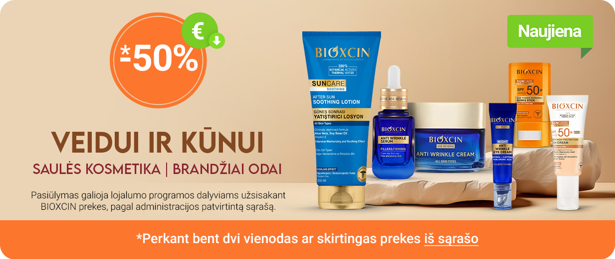 BIOXCIN -50% perkant bent 2 prekes (i&scaron; sąra&scaron;o)