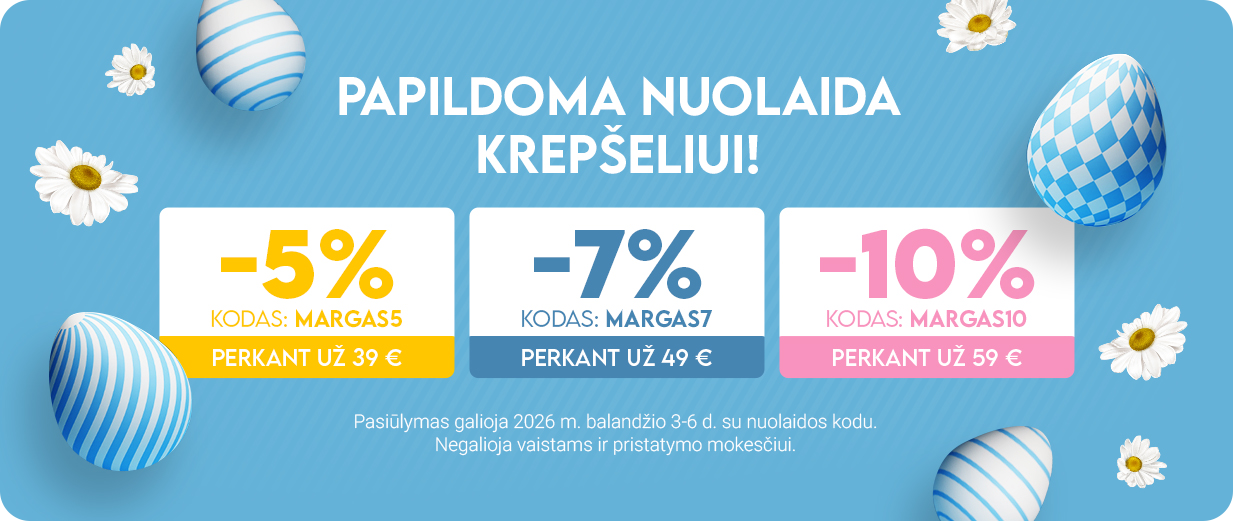 -10% -7% -5% ☛ Papildomos nuolaidos krep&scaron;eliams